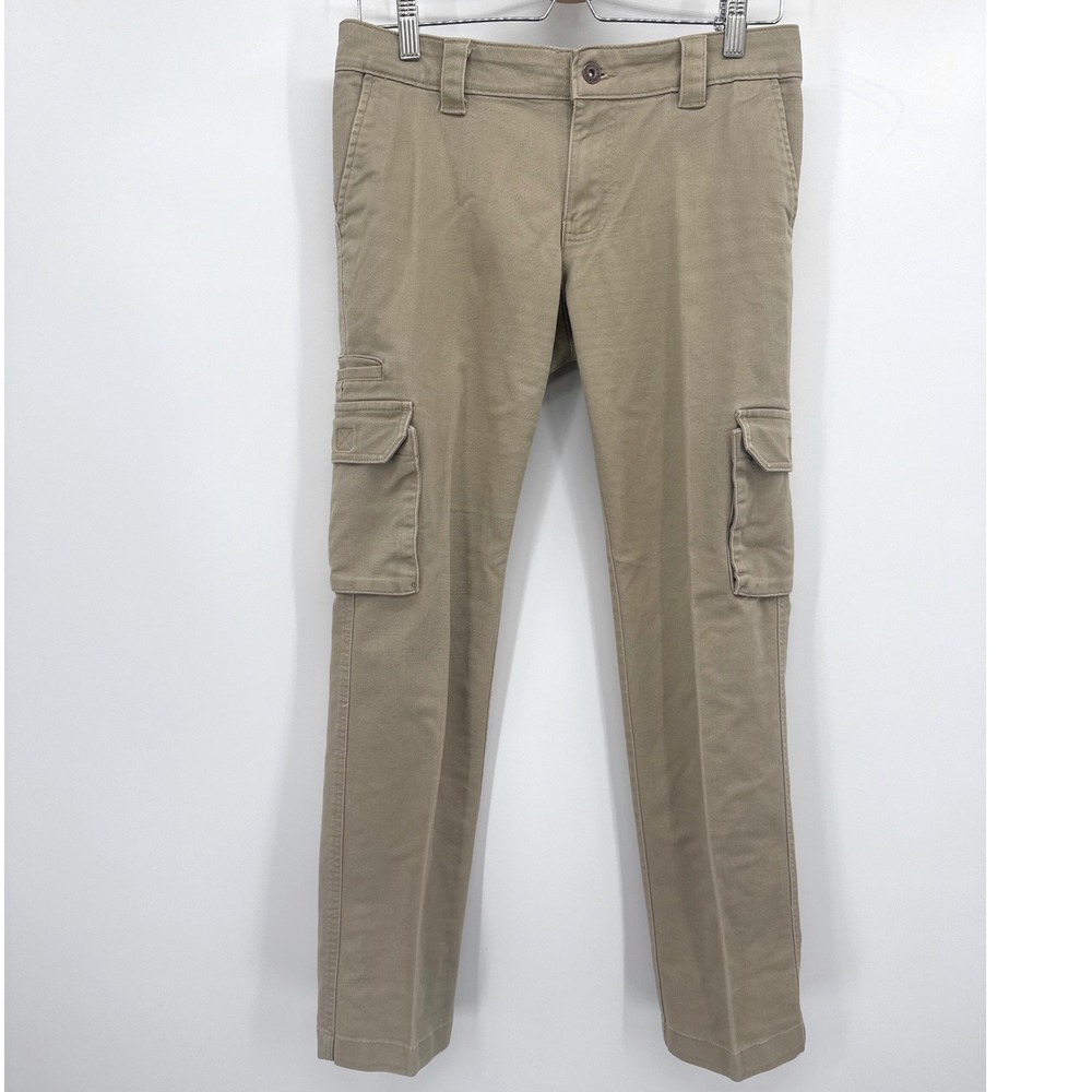 Dickies Women Cargo Pants 2R Khaki Tan Relaxed Straight Leg Utility Hiking Work
